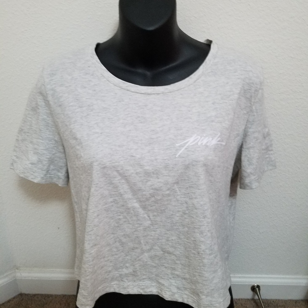 PINK CAMPUS CROPPED CREWNECK TEE - NWT